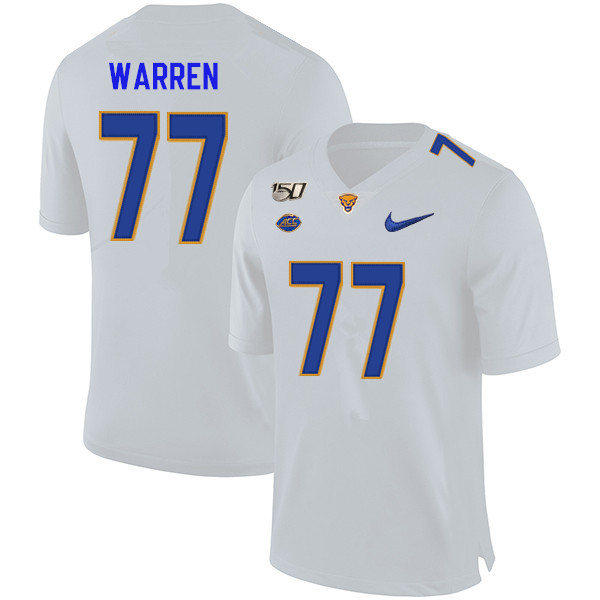 2019 Men #77 Carter Warren Pitt Panthers College Football Jerseys Sale-White